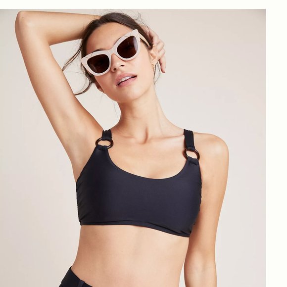 Anthropologie Other - anthropologie black retro bikini top L